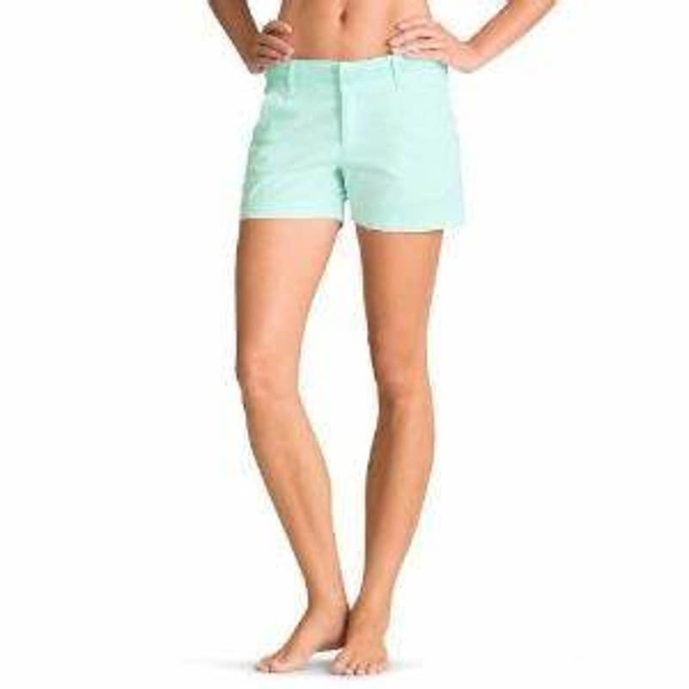 Athleta womens glass blue fo sho shorts hiking button waist size 12